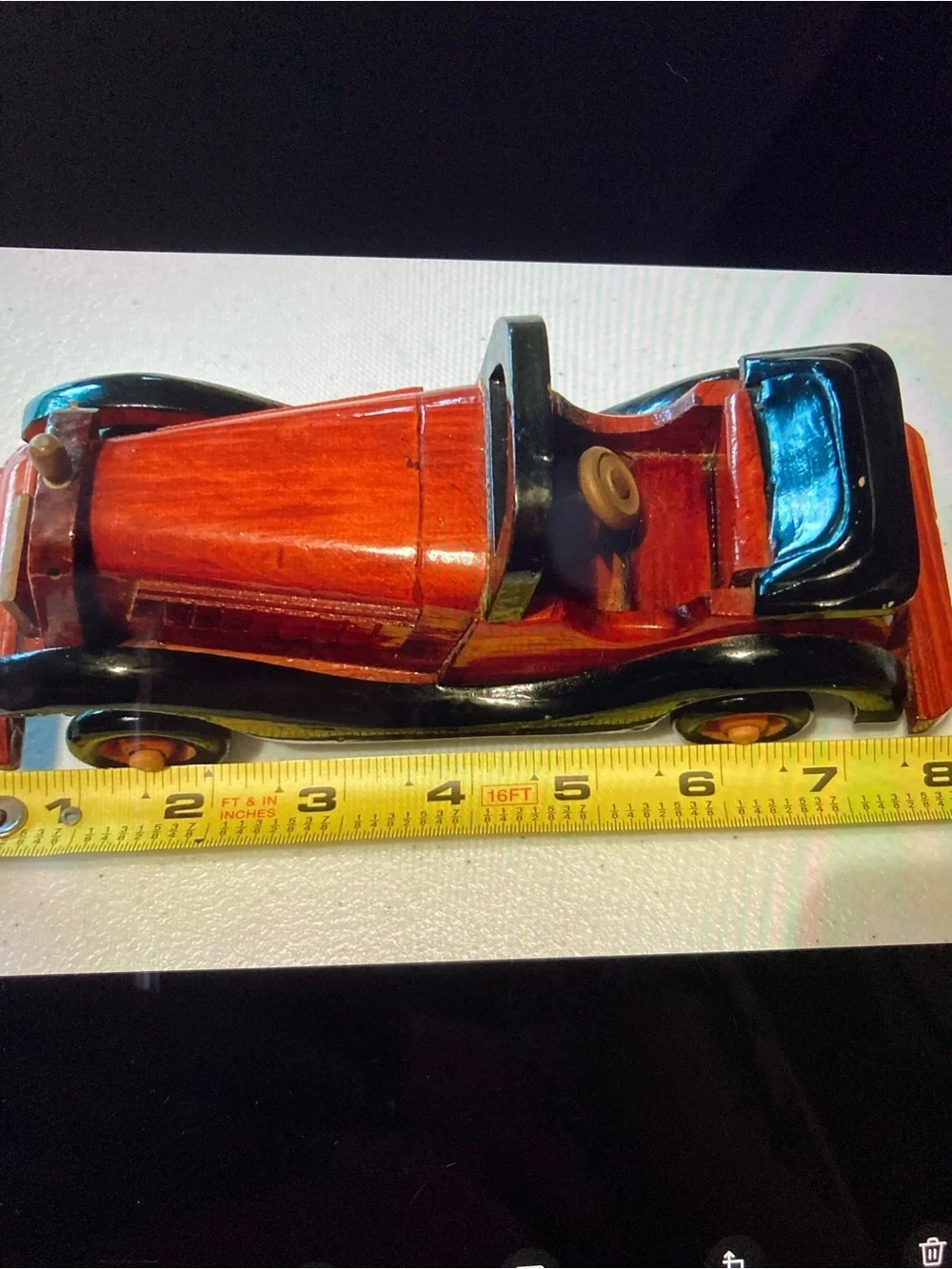 Vintage-Style Wooden Toy Classic Car Two- Seater Convertible